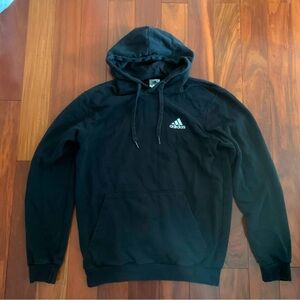 Adidas Boys/Unisex Black Hoodie With White Logo